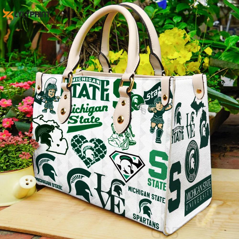 Michigan state spartans leather bag for women gift 1833 Women Leather Hand Bag