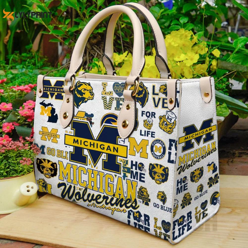 Michigan wolverines lover leather bag for women gift 2224 Women Leather Hand Bag