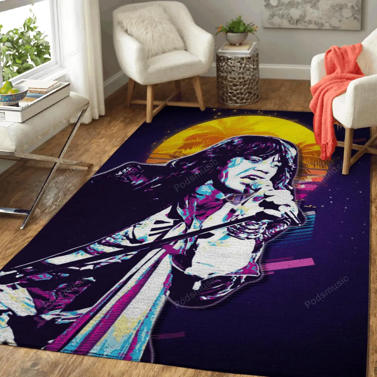 Mick jagger 80s retro music art for fans area rug living room carpet rug regtangle carpet floor decor home decor Rectangle Rug