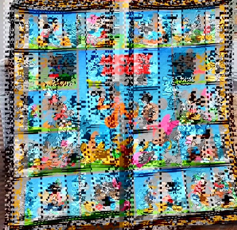 Mickey and friends blanket, mickey mouse fleece blanket, movie couch sofa blanket, mickey christmas xmas gifts, gift for kids Quilt Blanket