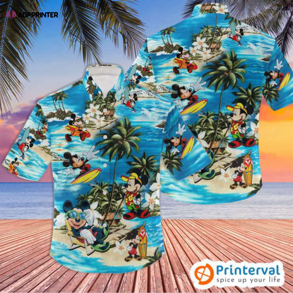 Mickey mouse disney hawaiian shirt, summer button up shirt, summer beach trip family hawaiian shirt Hawaii Shirt