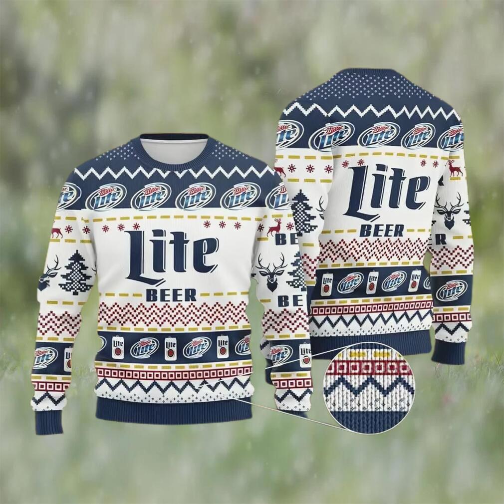 Miller lite beer ugly christmas sweater, faux wool sweater, gifts for beer lovers, international beer day, best christmas gifts for 2022 ? prinvity Christmas Ugly Sweater
