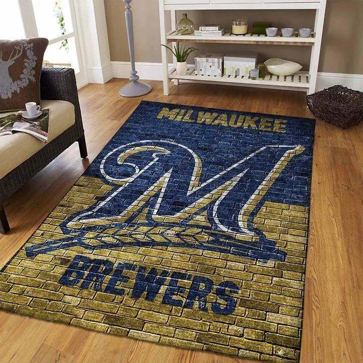 Milwaukee brewers wall brick area rug mlb team logo living room rugs v1757 Rectangle Rug