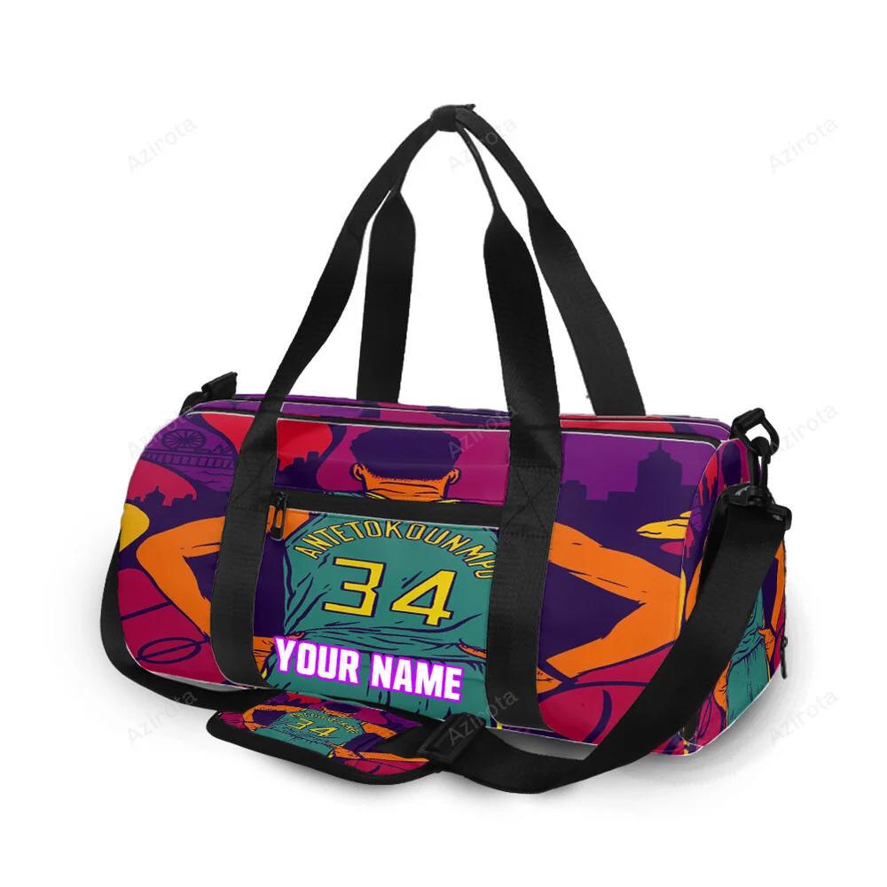 Milwaukee bucks 34 giannis antetokounmpo v36 personalized name travel bag gym bag 366 Travel Bag