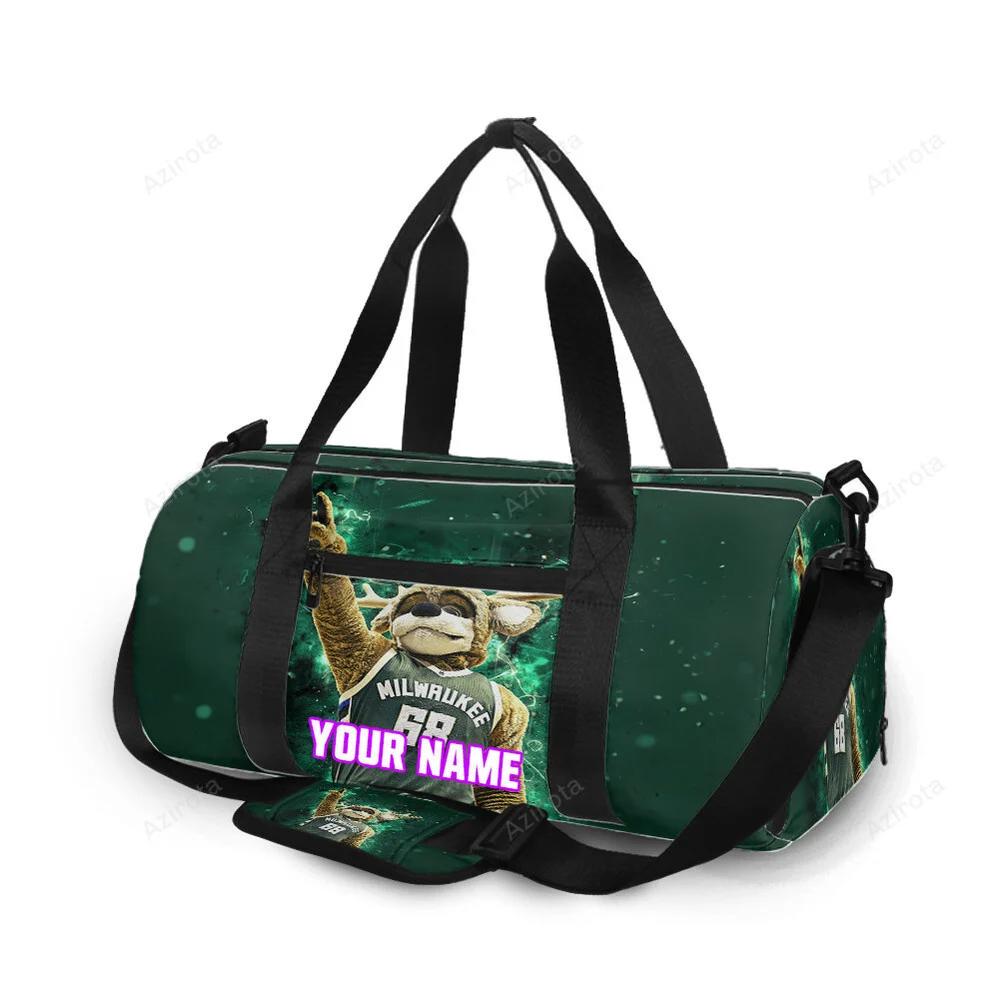 Milwaukee bucks mascot v48 personalized name travel bag gym bag 1630 Travel Bag