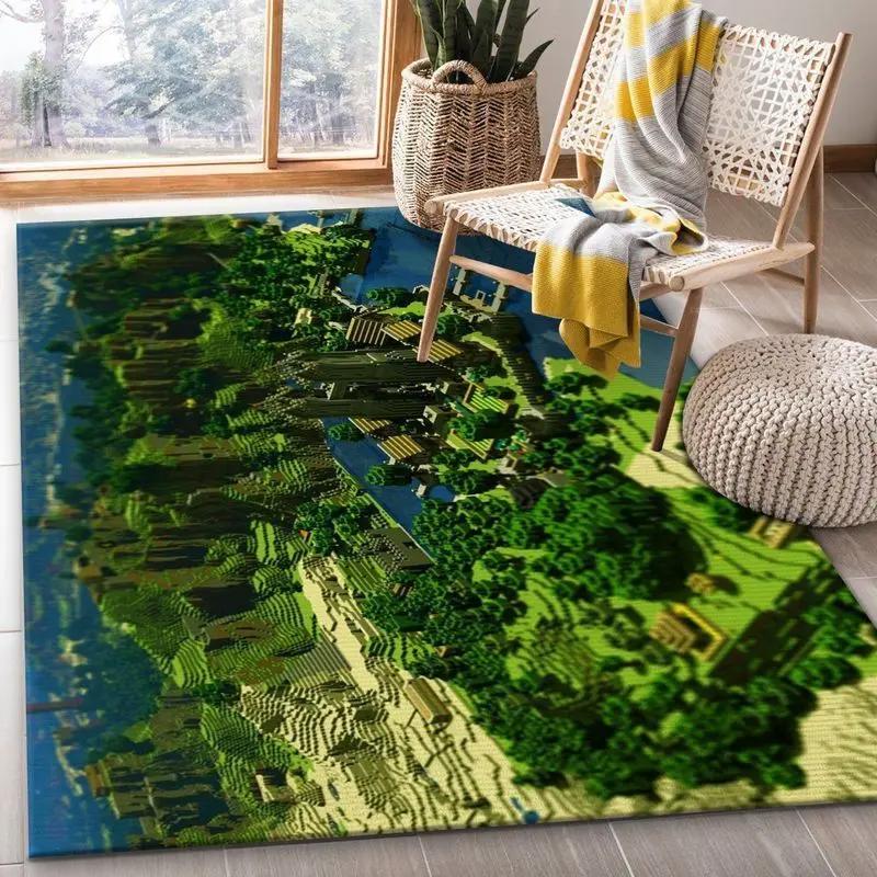 Minecraft 18 area rug living room and bed room rug rug regtangle carpet floor decor home decor Rectangle Rug