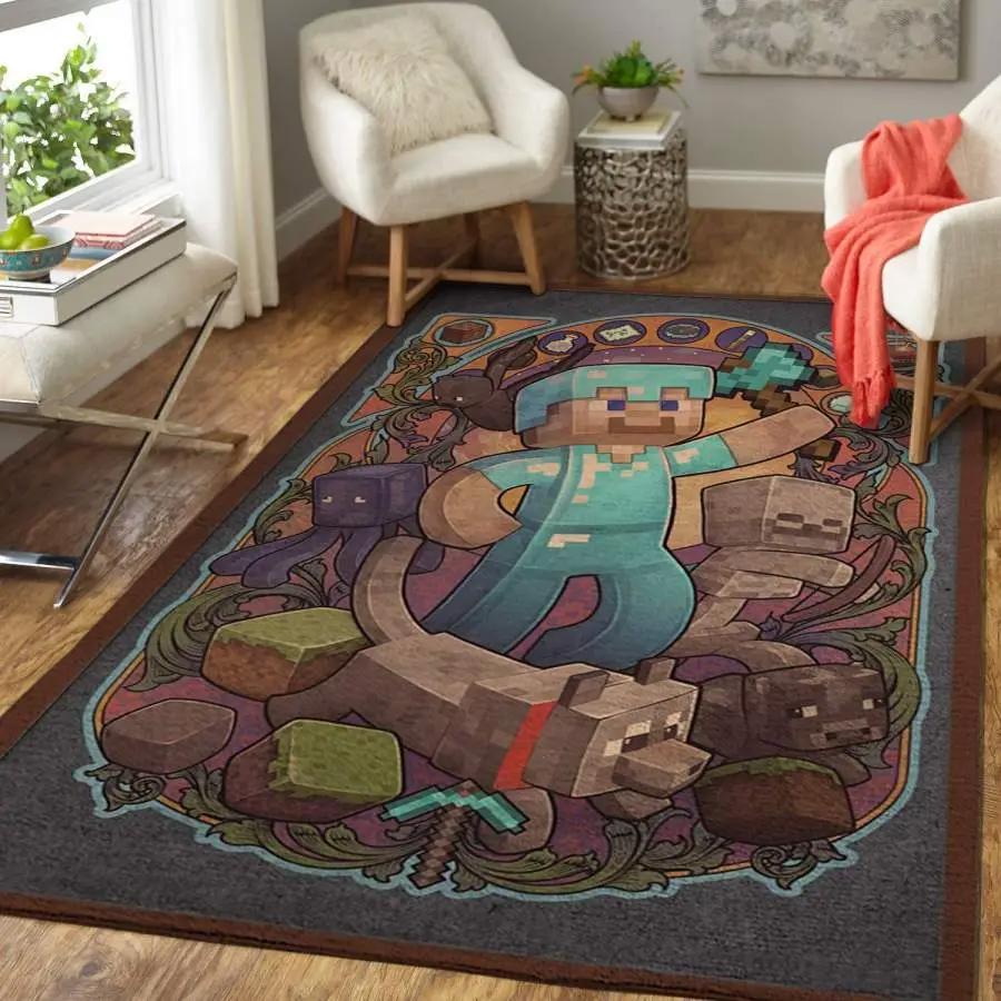 Minecraft area rug living room rug home decor video game gfd m25107 Rectangle Rug