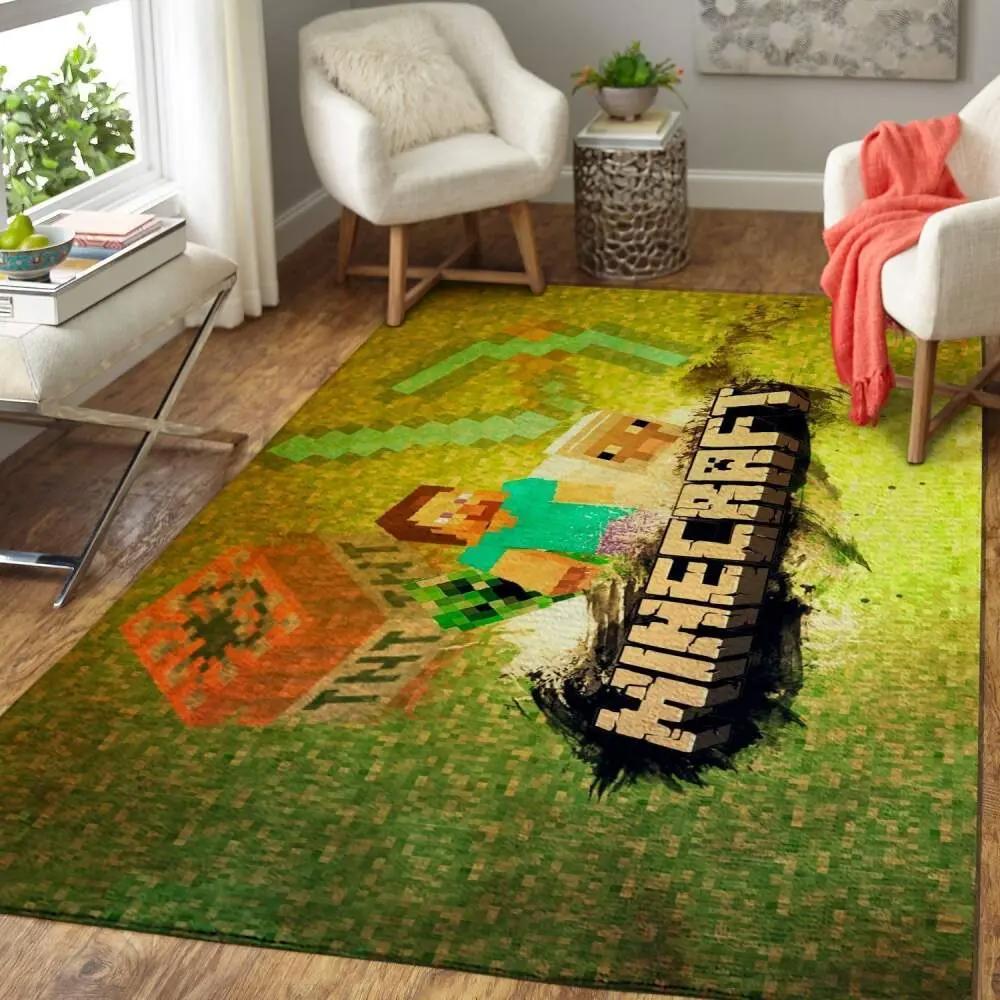 Minecraft area rug video game carpet gamer living room rugs rug regtangle carpet floor decor home decor v257 Rectangle Rug