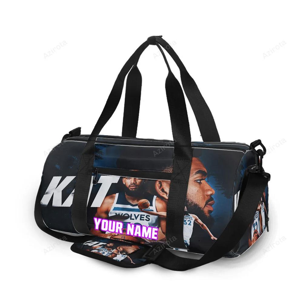 Minnesota timberwolves 32 karl anthony towns v31 personalized name travel bag gym bag 1770 Travel Bag