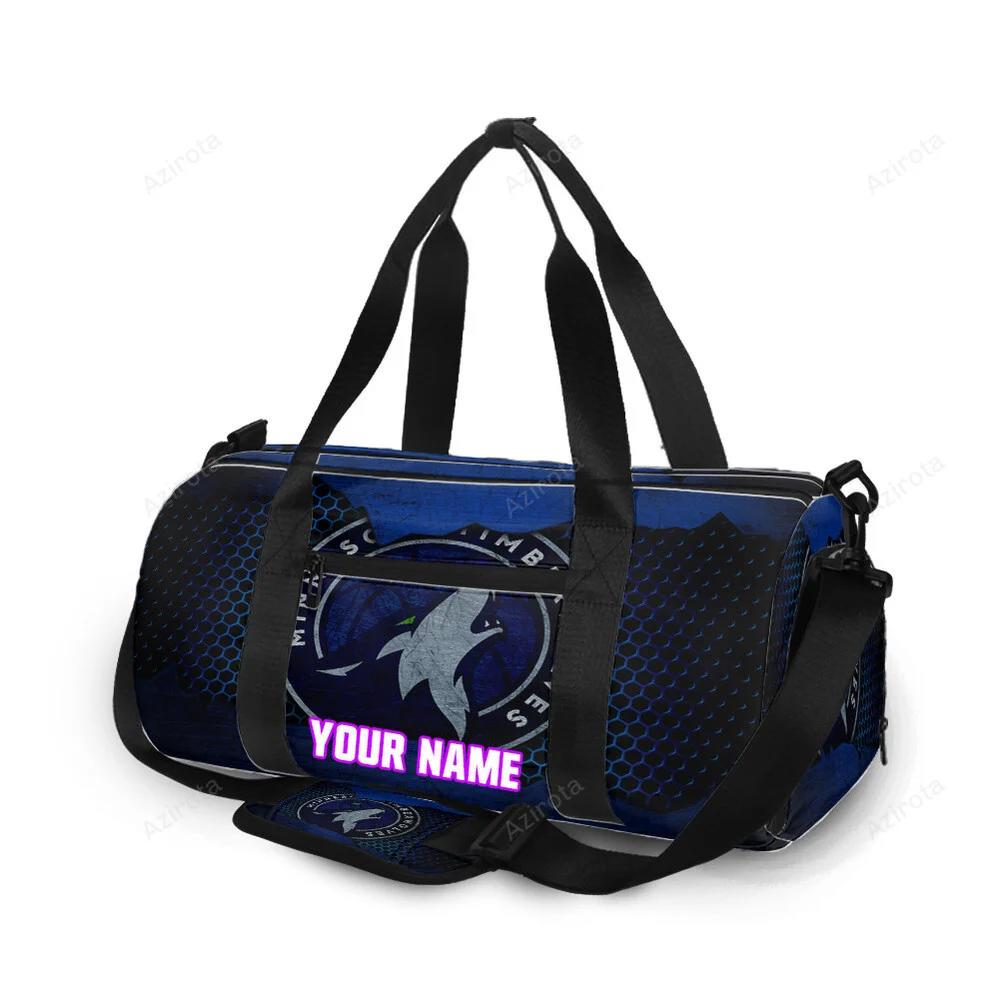 Minnesota timberwolves emblem v13 personalized name travel bag gym bag 993 Travel Bag