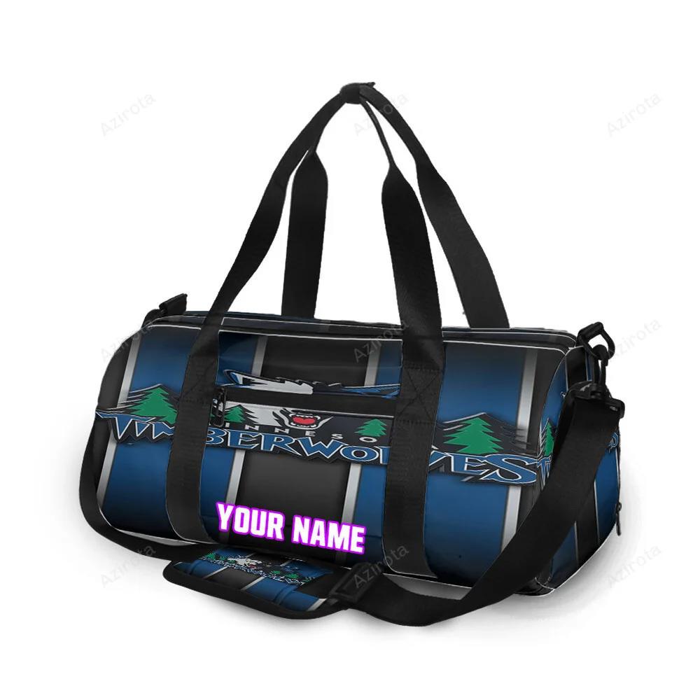 Minnesota timberwolves emblem v33 personalized name travel bag gym bag 1148 Travel Bag