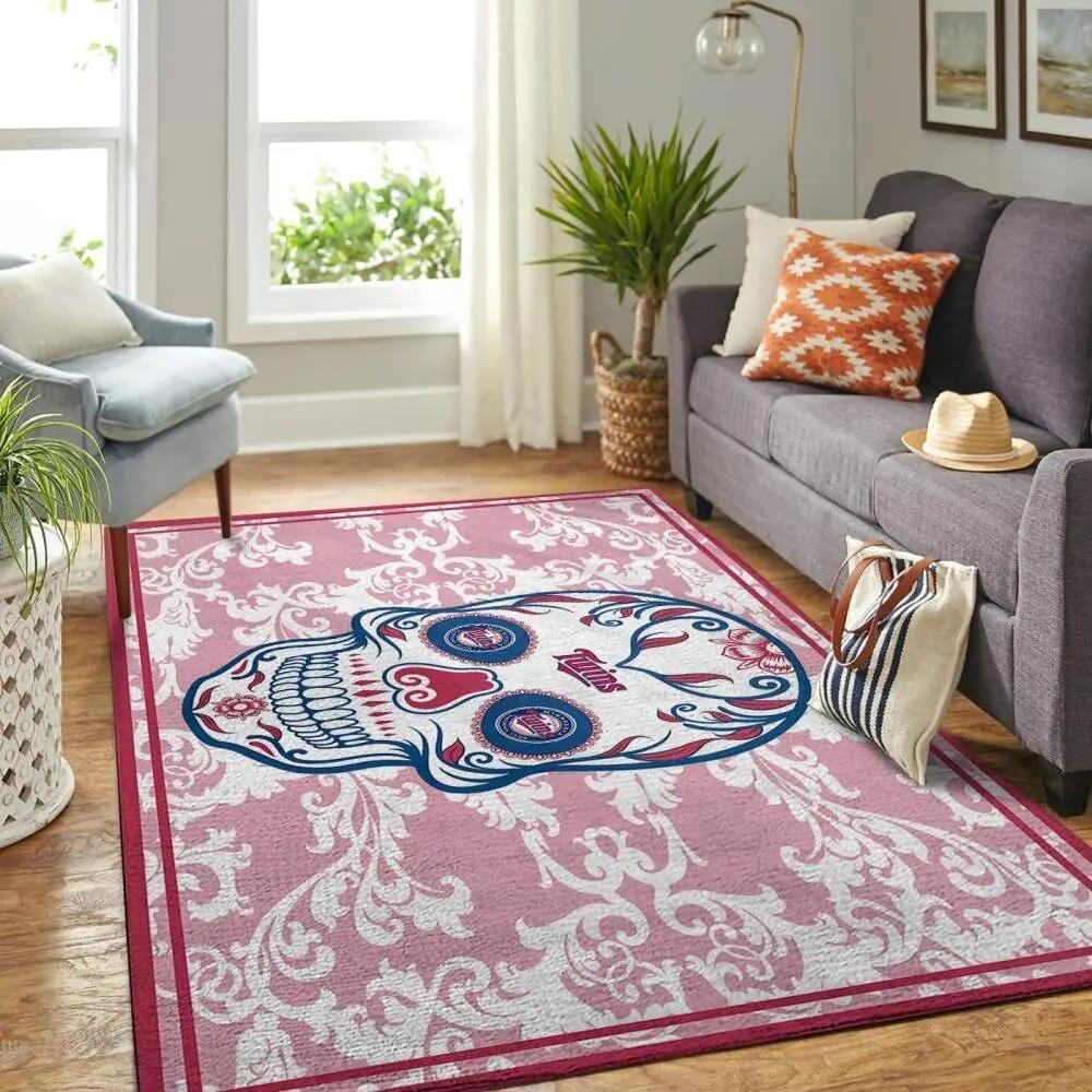 Minnesota twins mlb area rugs team logo skull style living room carpet Rectangle Rug