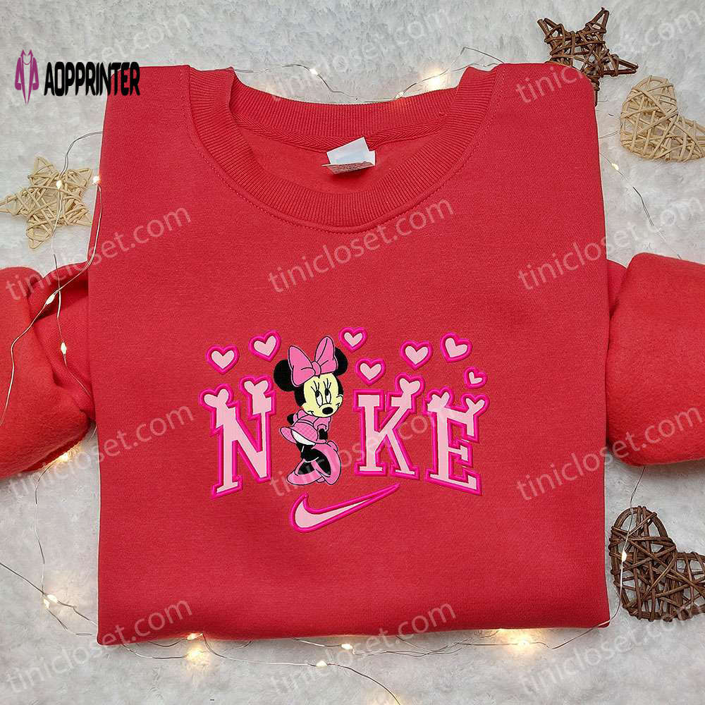 Minnie mouse heart x nike cartoon embroidered sweatshirt: best valentine s day gift ideas Embroidered Shirt