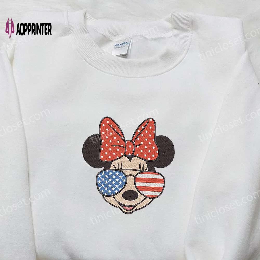 Minnie mouse independence day embroidered shirt: disney patriotic shirts with america glasses Embroidered Shirt