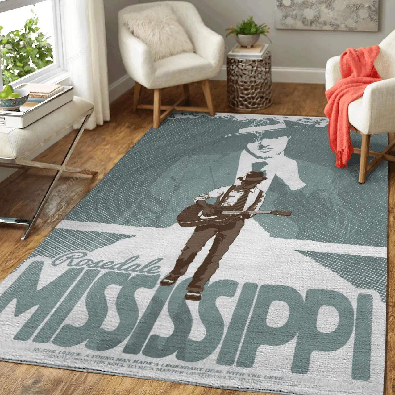 Mississippi blues music artwork art for fans area rug living room carpet rug regtangle carpet floor decor home decor Rectangle Rug