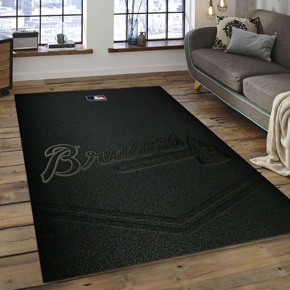 Mlb atlanta braves baseball team logo rectangle area ab08 Rectangle Rug