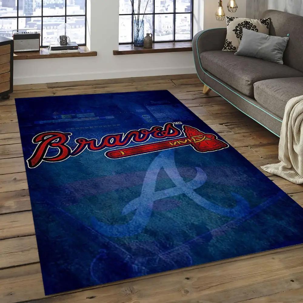Mlb atlanta braves baseball team logo rectangle area ab27 Rectangle Rug