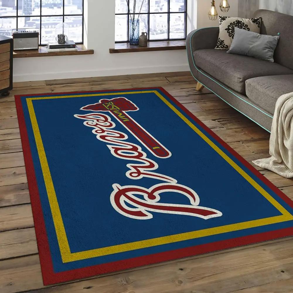 Mlb atlanta braves baseball team logo rectangle area ab35 Rectangle Rug