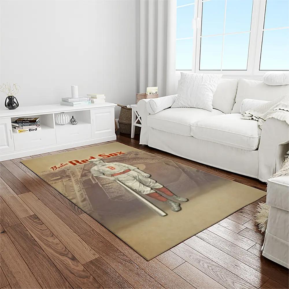 Mlb boston red sox baseball team logo rectangle area rug brs27 Rectangle Rug