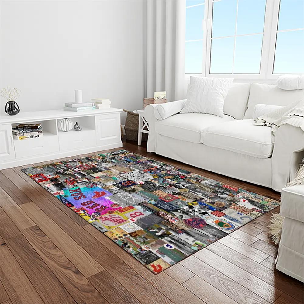Mlb boston red sox baseball team logo rectangle area rug brs80 Rectangle Rug