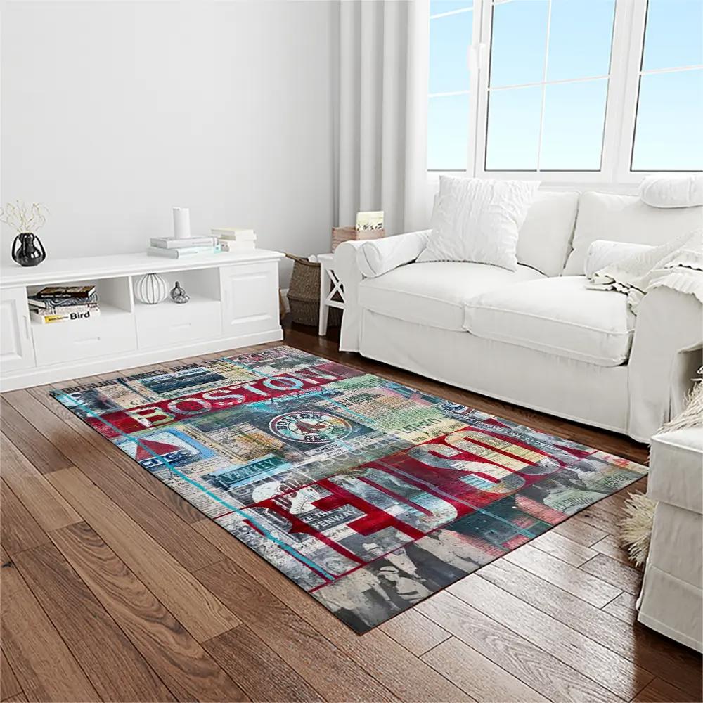 Mlb boston red sox baseball team logo rectangle area rug brs82 Rectangle Rug