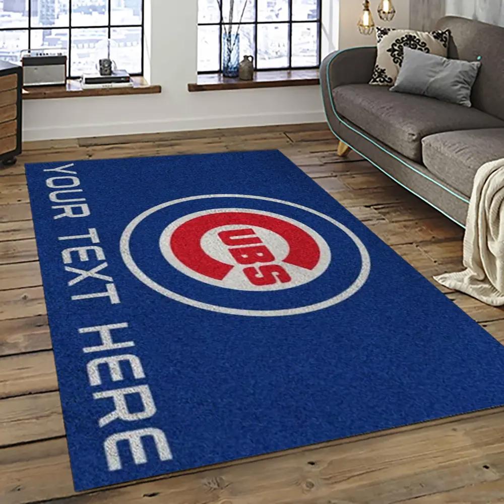 Mlb chicago cubs baseball team logo sport carpet rectangle area rug for living room cac01 Rectangle Rug