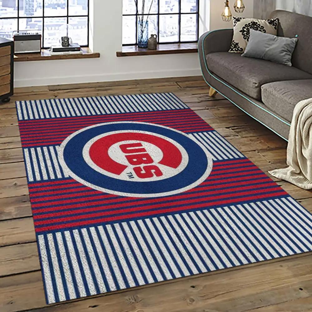 Mlb chicago cubs baseball team logo sport carpet rectangle area rug for living room cac09 Rectangle Rug