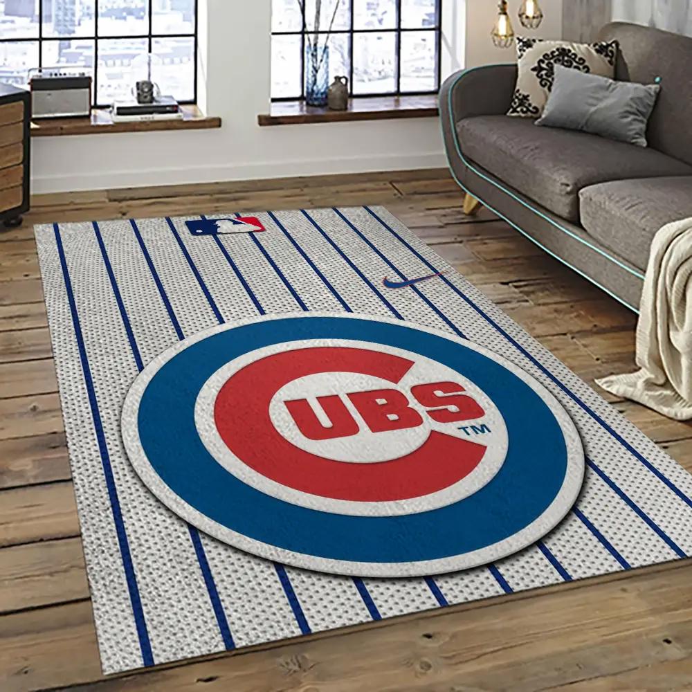 Mlb chicago cubs baseball team logo sport carpet rectangle area rug for living room cac20 Rectangle Rug