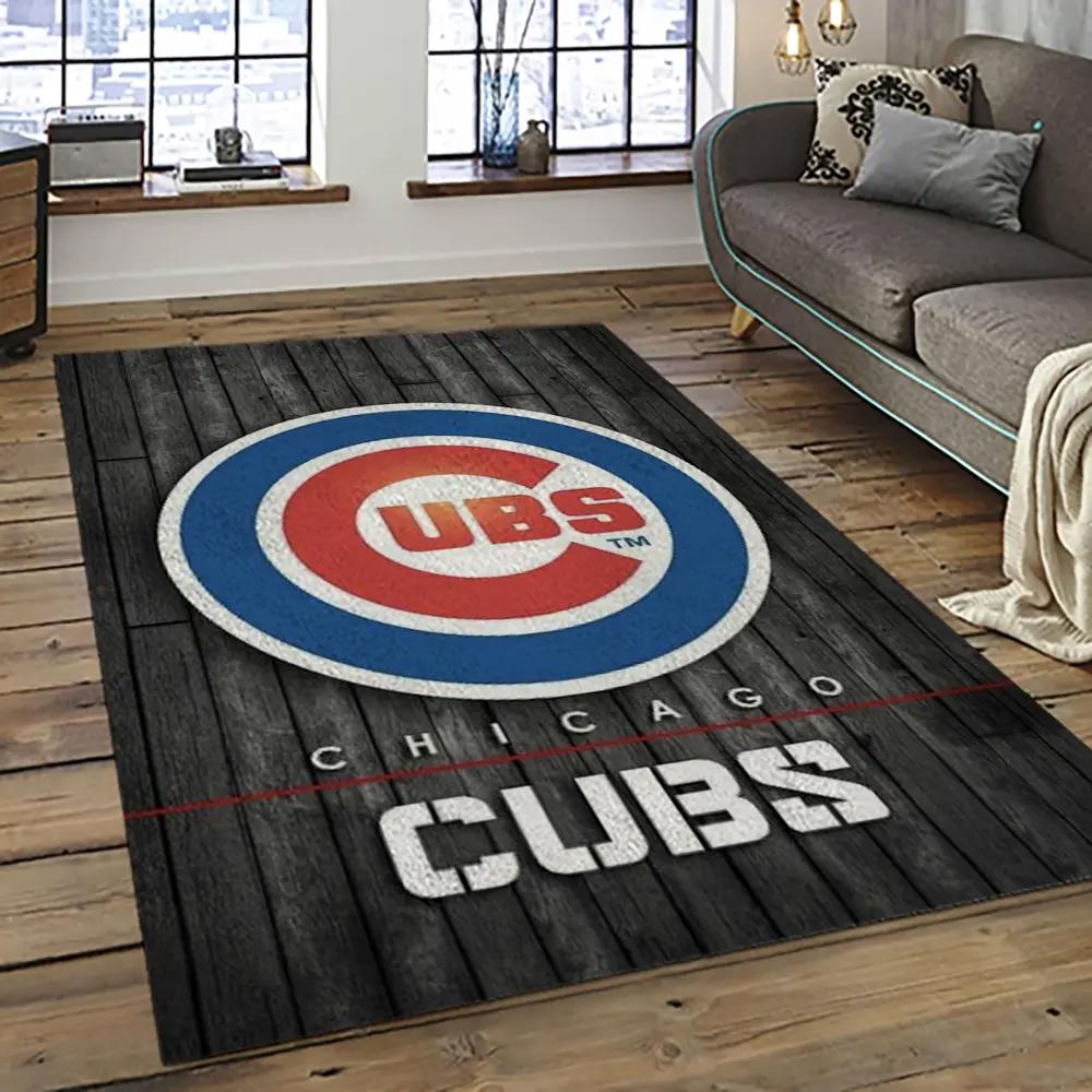 Mlb chicago cubs baseball team logo sport carpet rectangle area rug for living room cac22 Rectangle Rug
