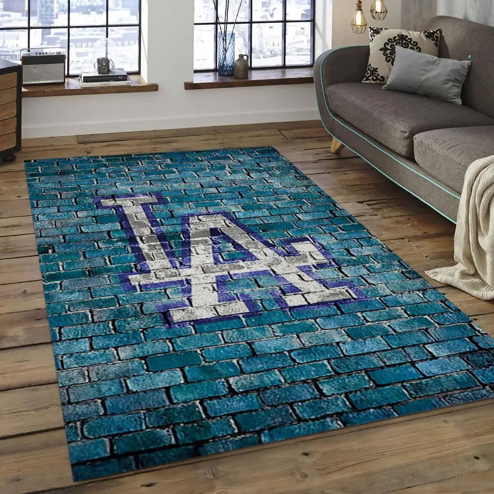 Mlb los angeles dodgers baseball team logo rectangle area lad17 Rectangle Rug