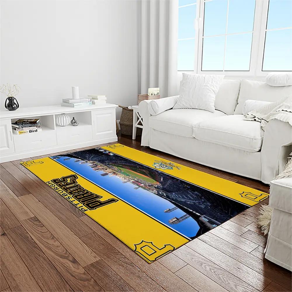 Mlb pittsburgh pirates baseball team logo rectangle area rug pp53 Rectangle Rug