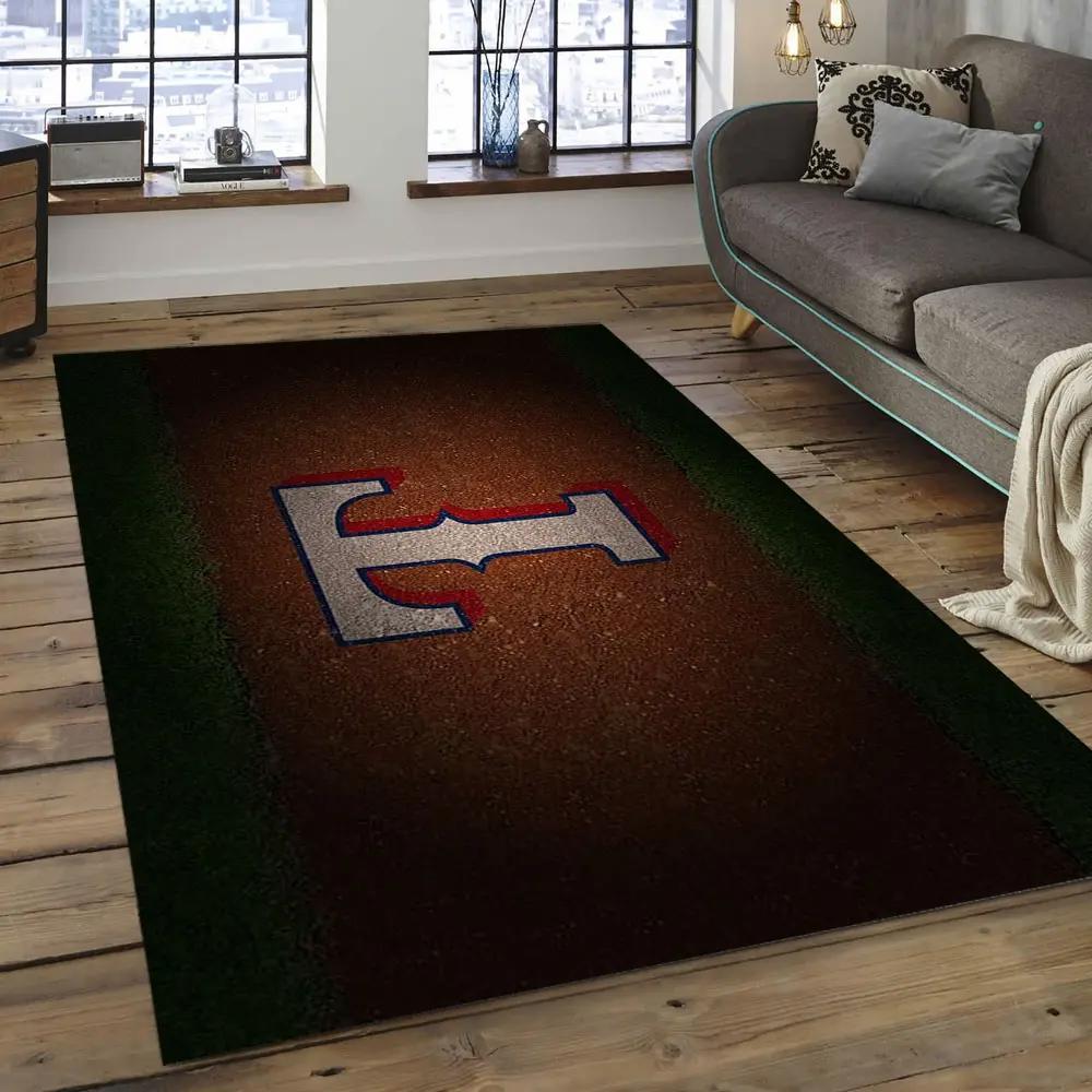 Mlb texas rangers baseball team logo rectangle area tr15 Rectangle Rug