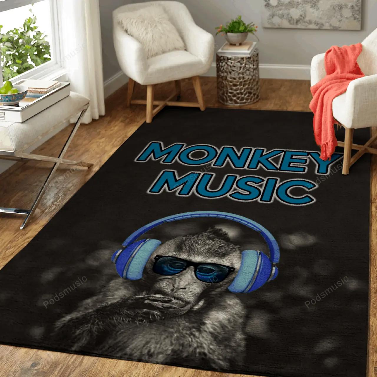Monkey music music art for fans area rug living room carpet rug regtangle carpet floor decor home decor Rectangle Rug
