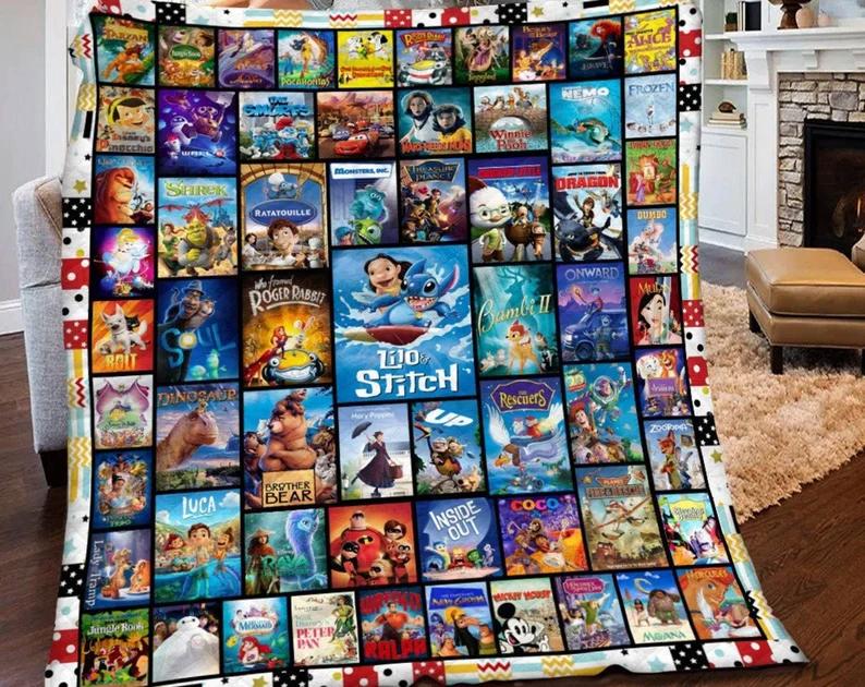 Movies characters blanket, walt world fleece blanket, couch sofa blanket, birthday gifts, christmas xmas gifts Quilt Blanket