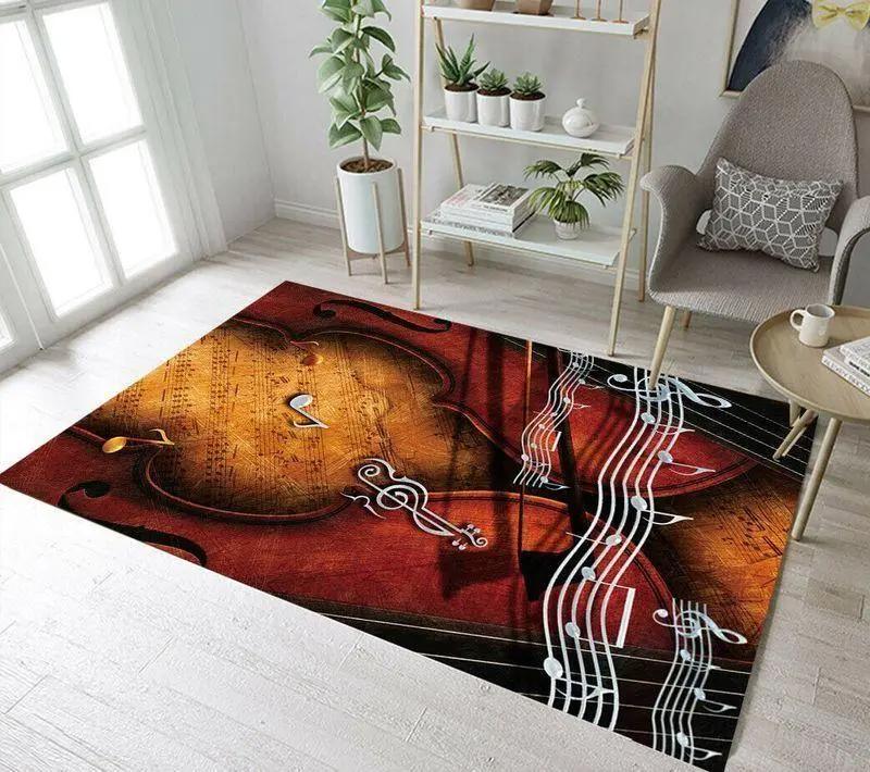 Music and violin rectangle rug 5 tl area rug living room carpet rug regtangle carpet floor decor home decor Rectangle Rug
