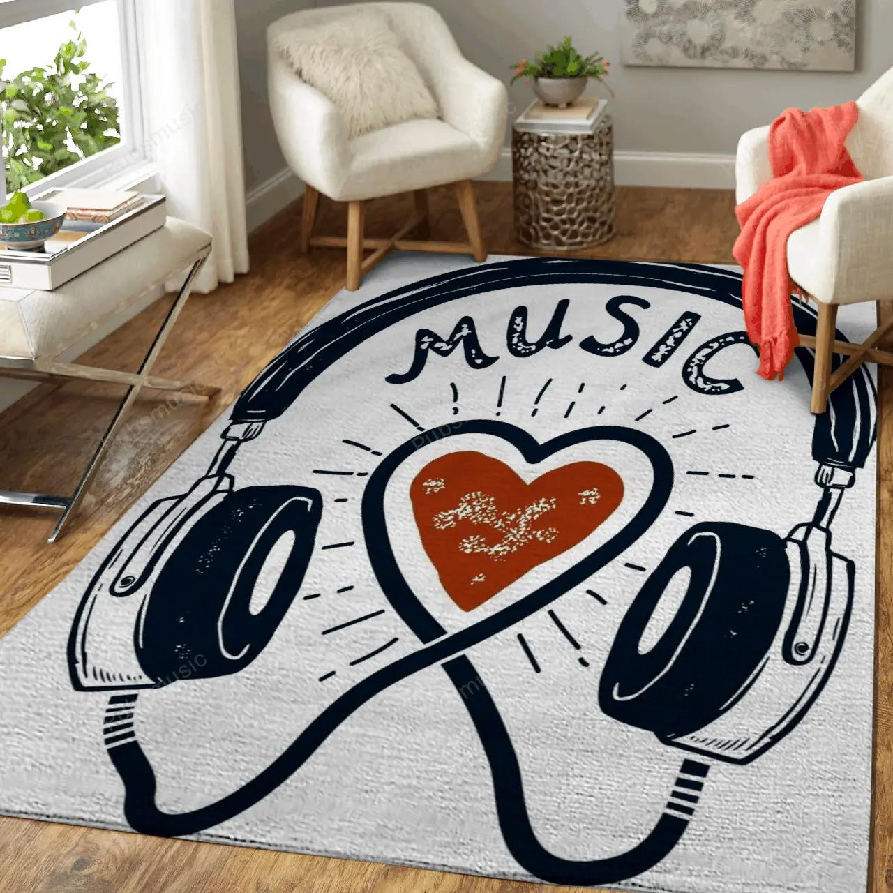 Music headphones music art for fans area rug living room carpet rug regtangle carpet floor decor home decor Rectangle Rug