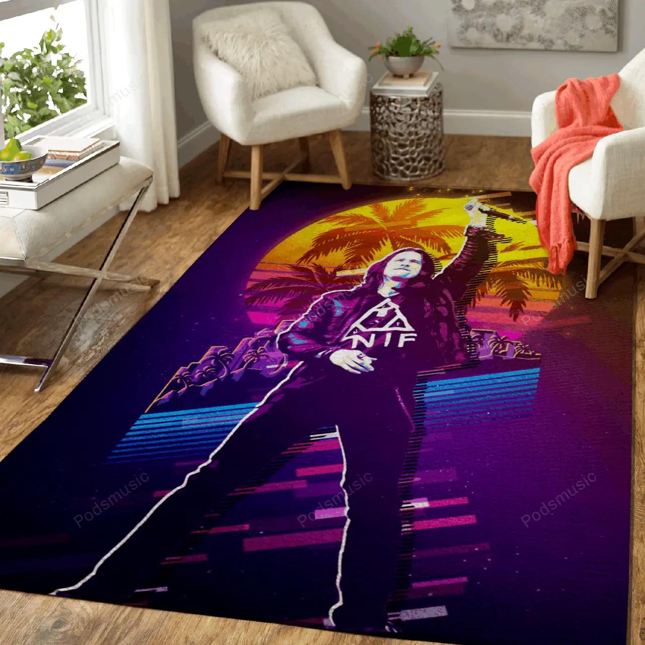 Myles kennedy artwork music synthwave 80s art for fans area rug living room carpet rug regtangle carpet floor decor home decor Rectangle Rug