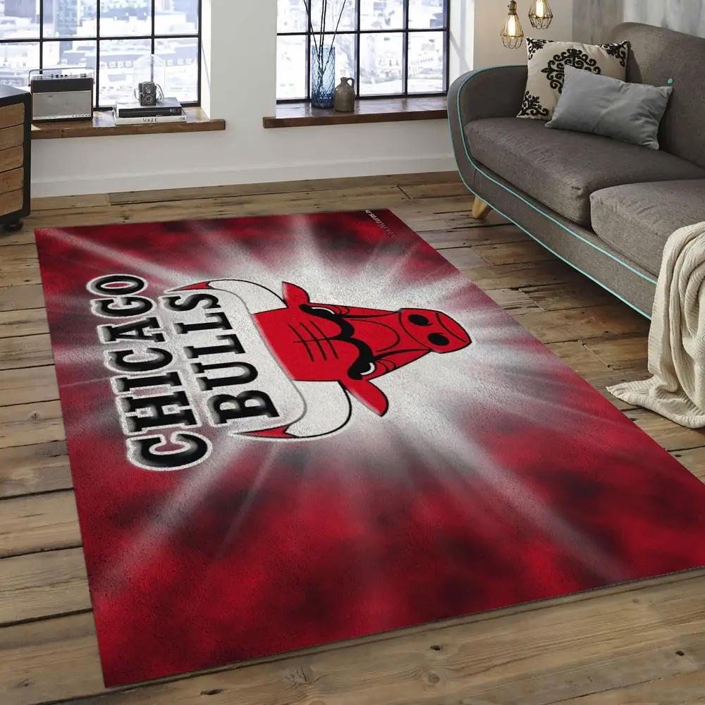 Nba chicago bulls basketball legend team logo rectangle area cb37 Rectangle Rug