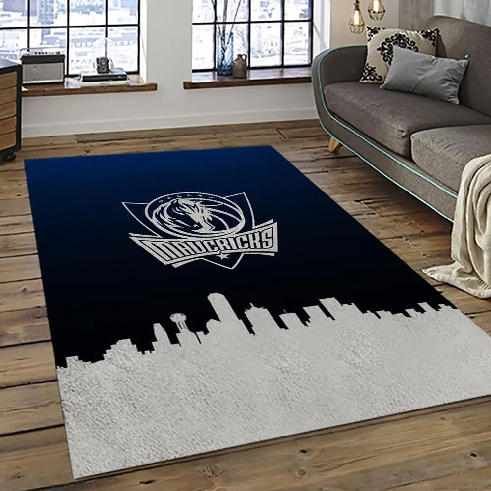 Nba dallas mavericks basketball team logo sport carpet rectangle area rug for living room dmr15 Rectangle Rug