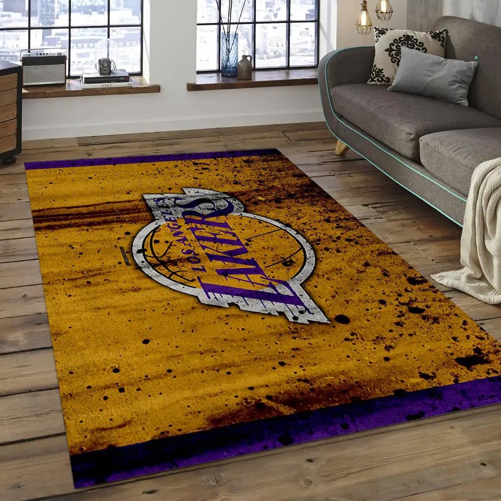 Nba los angeles lakers basketball legend team logo rectangle area lal23 Rectangle Rug