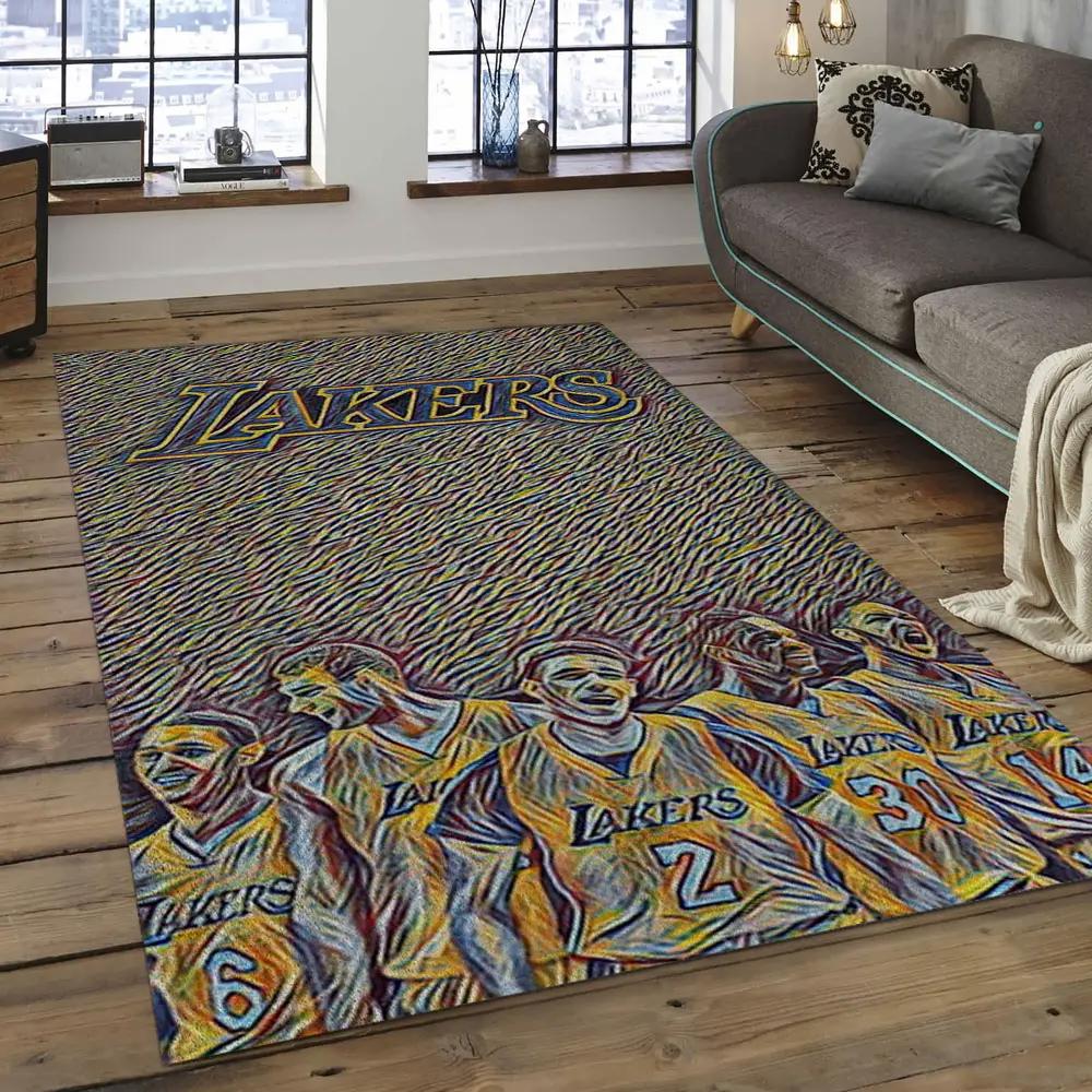 Nba los angeles lakers basketball legend team logo rectangle area lal51 Rectangle Rug