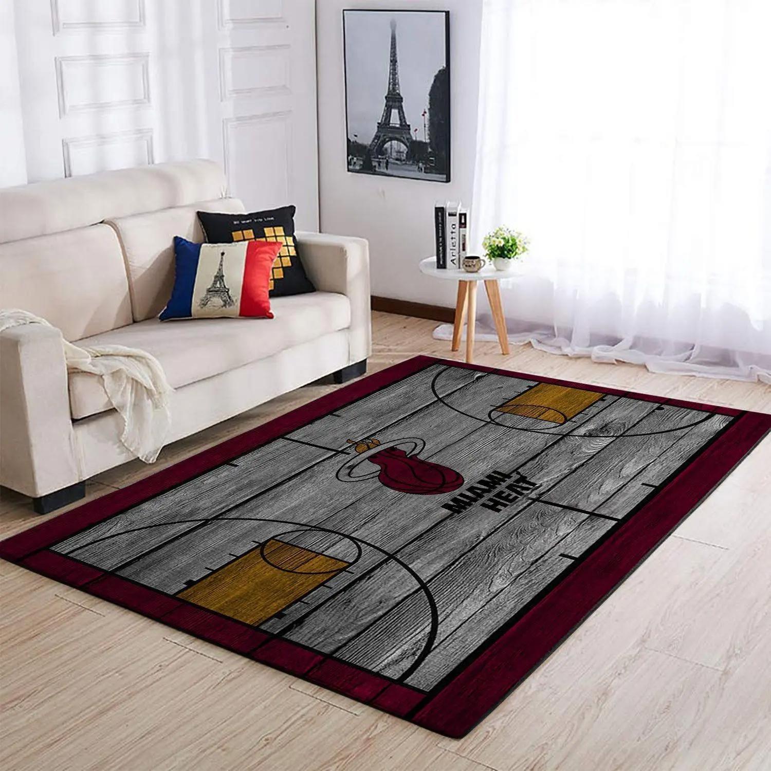 Nba miami heat basketball area rug living room rug team logo carpet v1790 Rectangle Rug