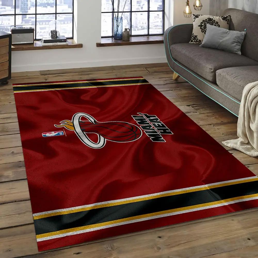 Nba miami heat basketball legend team logo rectangle area mh31 Rectangle Rug
