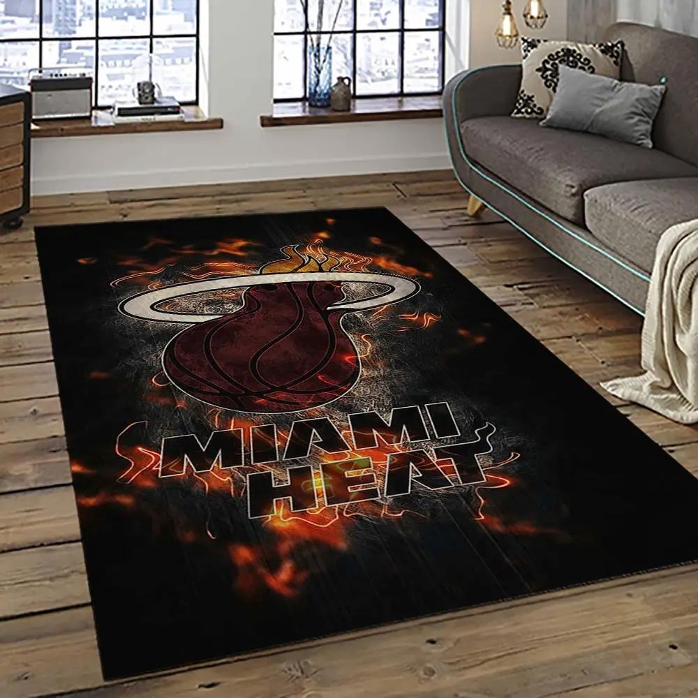Nba miami heat basketball team logo sport carpet area rug home decor best gift for friends mh60 Rectangle Rug