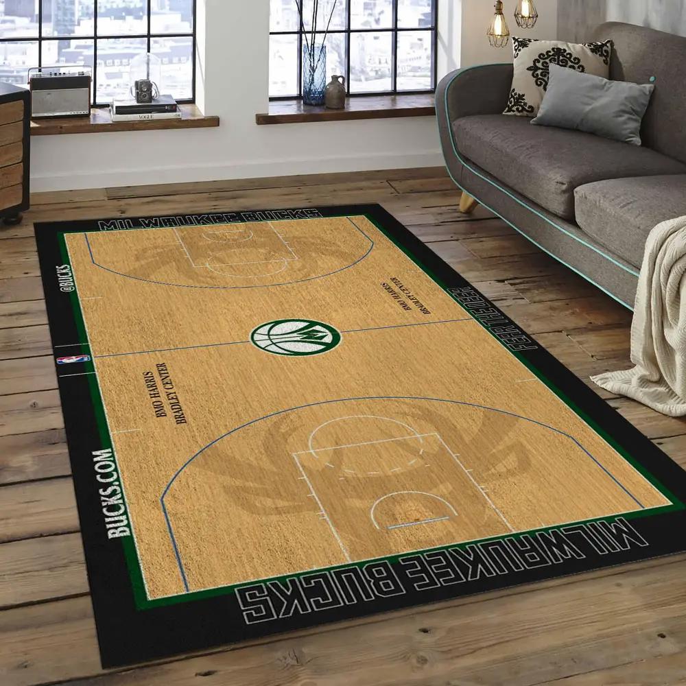 Nba milwaukee bucks basketball legend team logo rectangle area mbs26 Rectangle Rug