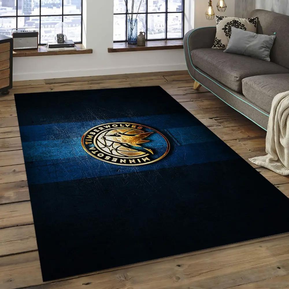 Nba minnesota timberwolves basketball legend team logo rectangle area mt04 Rectangle Rug