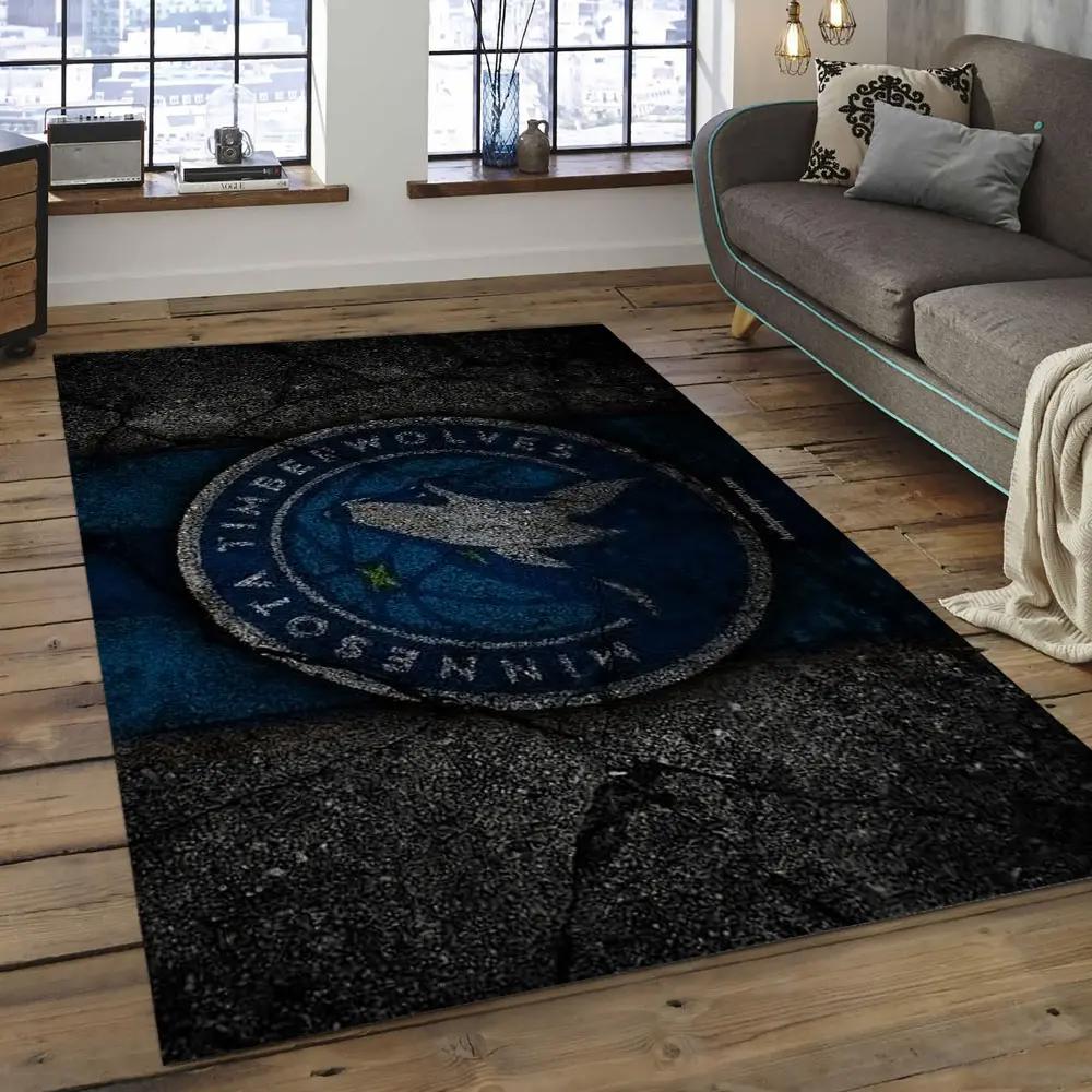 Nba minnesota timberwolves basketball legend team logo rectangle area mt10 Rectangle Rug