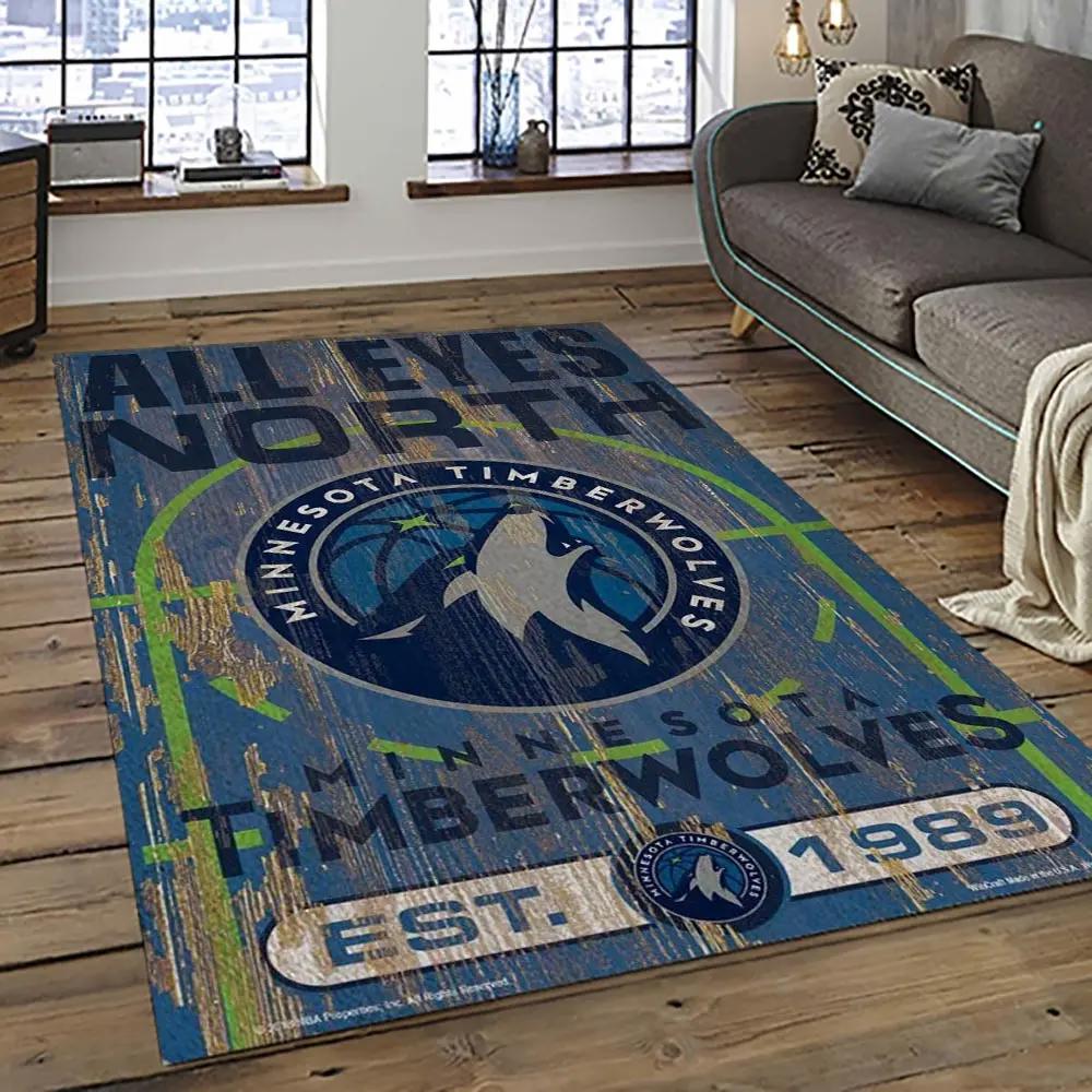 Nba minnesota timberwolves basketball team logo sport carpet area rug home decor best gift for friends mt65 Rectangle Rug