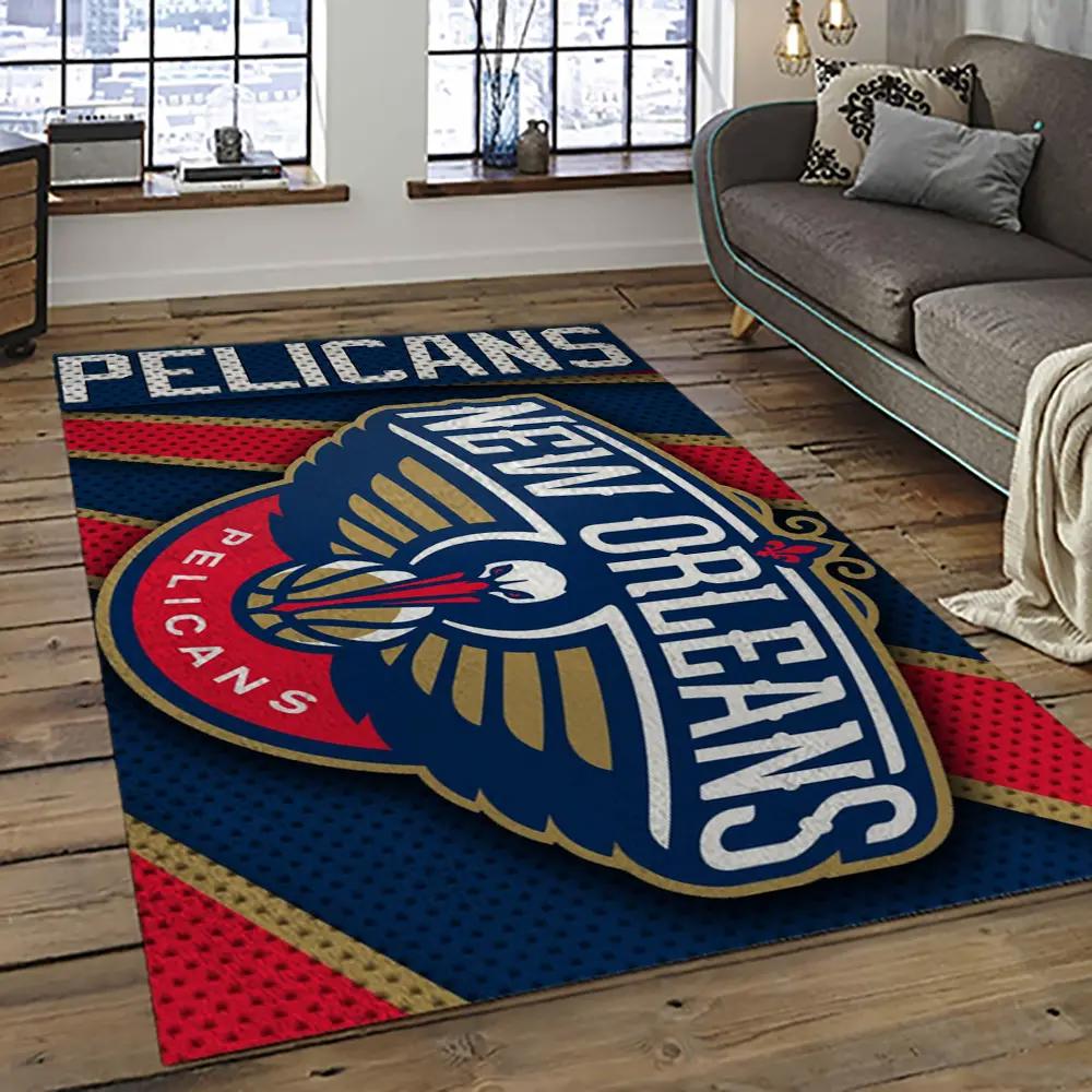 Nba new orleans pelicans basketball team logo sport carpet rectangle area rug for living room nop17 Rectangle Rug