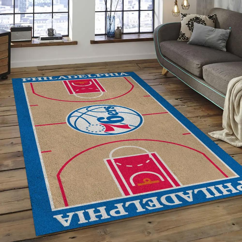 Nba philadelphia 76ers basketball legend team logo rectangle area p7601 Rectangle Rug